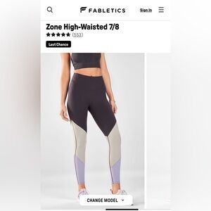 Fabletics Zone High-Waisted 7/8 Leggings - Size Small